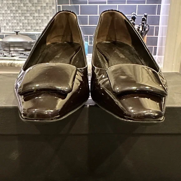 Vintage Jil Sander Burgundy Patent Leather Square-Toe Pumps – Size 8 – Italy - Picture 7 of 12